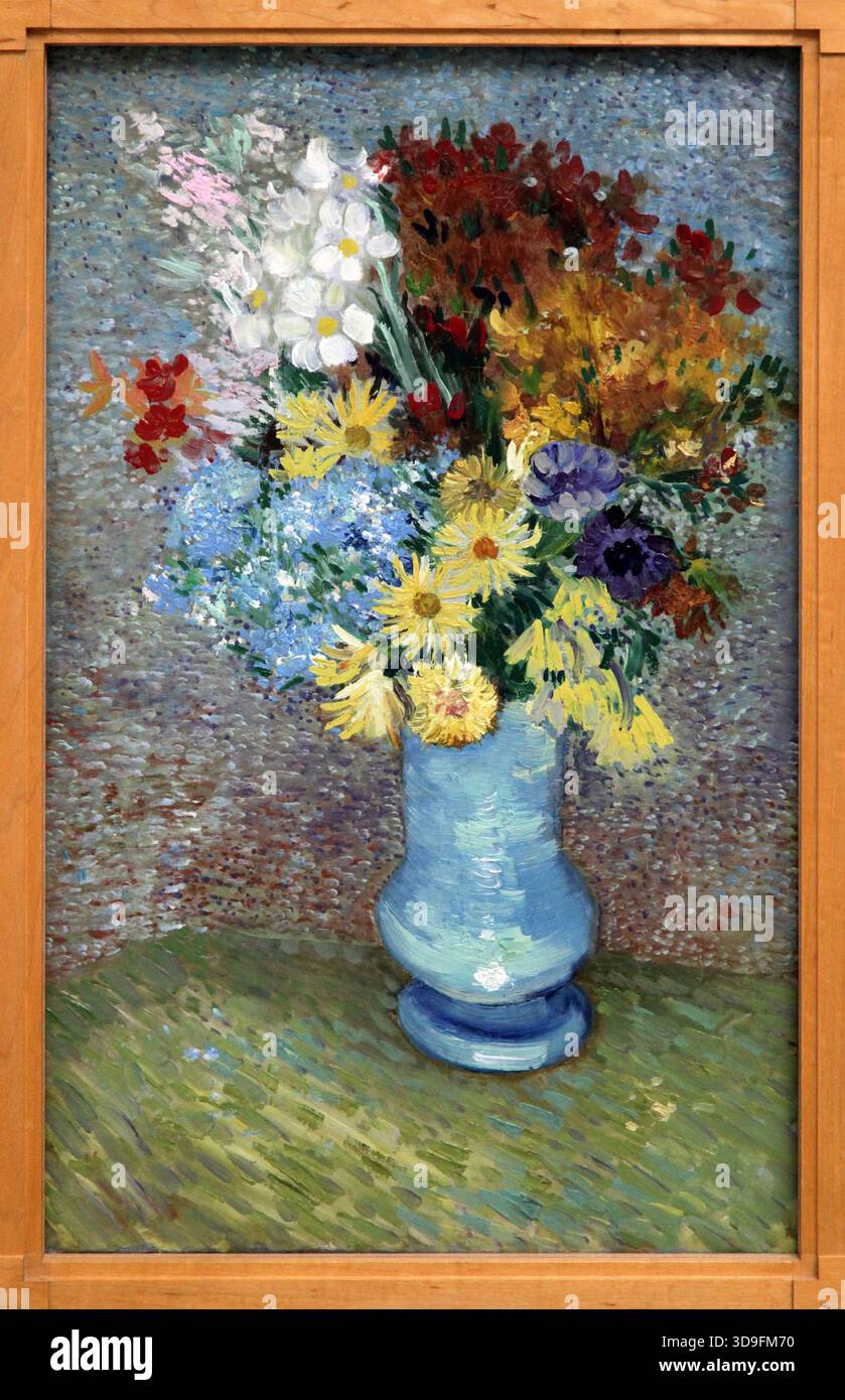 Flowers in a Blue Vase (giugno 1887), un dipinto su tela di Vincent van Gogh (1853-1890). Foto Stock