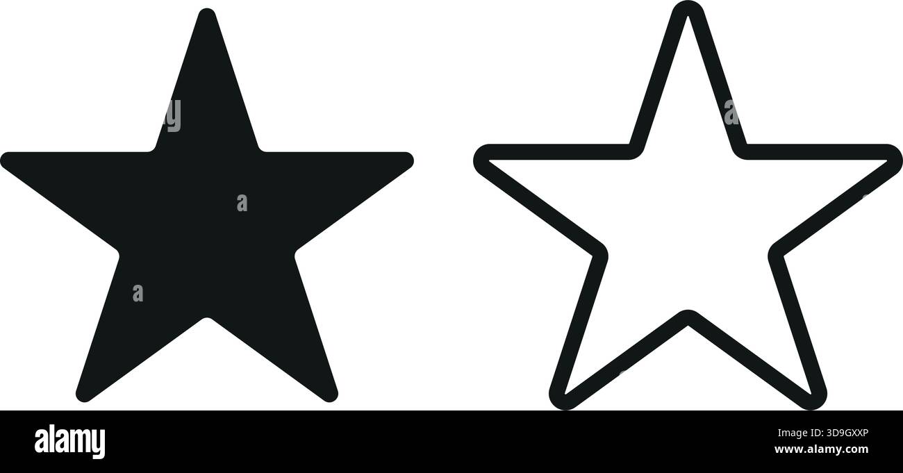 Icone vettoriali a stella. Insieme di simboli a stella isolati. Illustrazione Vettoriale