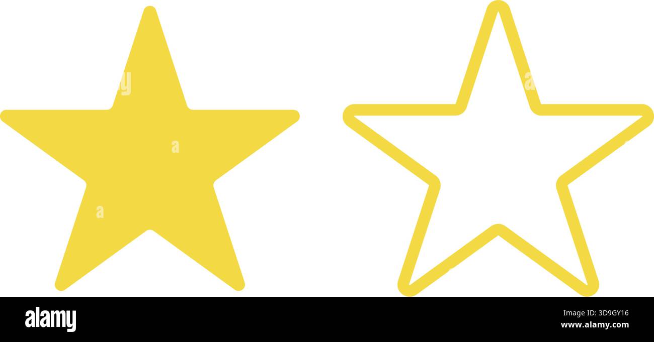 Icone vettoriali a stella. Insieme di simboli a stella isolati. Illustrazione Vettoriale