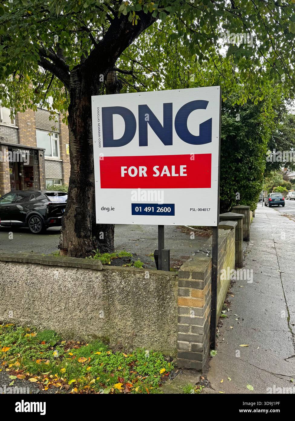 Dublino, Irlanda - 19 ottobre 2025: Segnale immobiliare irlandese DNG. Foto Stock