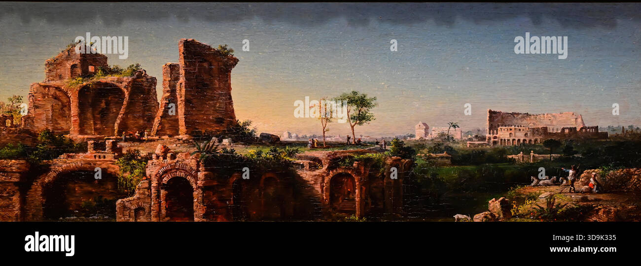 John Linton Chapman - veduta di Roma e del Colosseo, 1860 Illustrazione Vettoriale