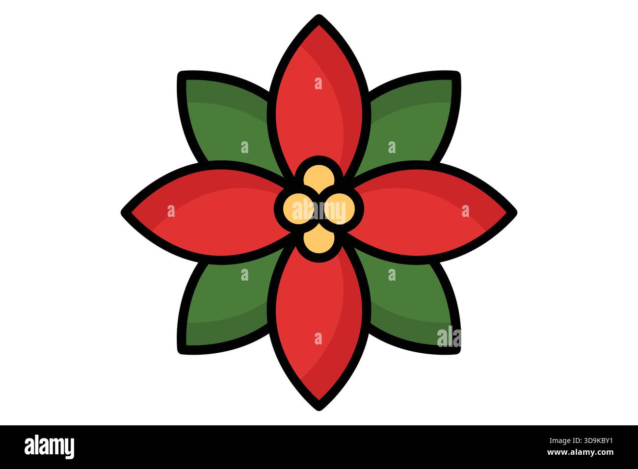 Icona Poinsettia. stile icona colorata. icona relativa al natale. illustrazione vettoriale degli elementi natalizi Illustrazione Vettoriale