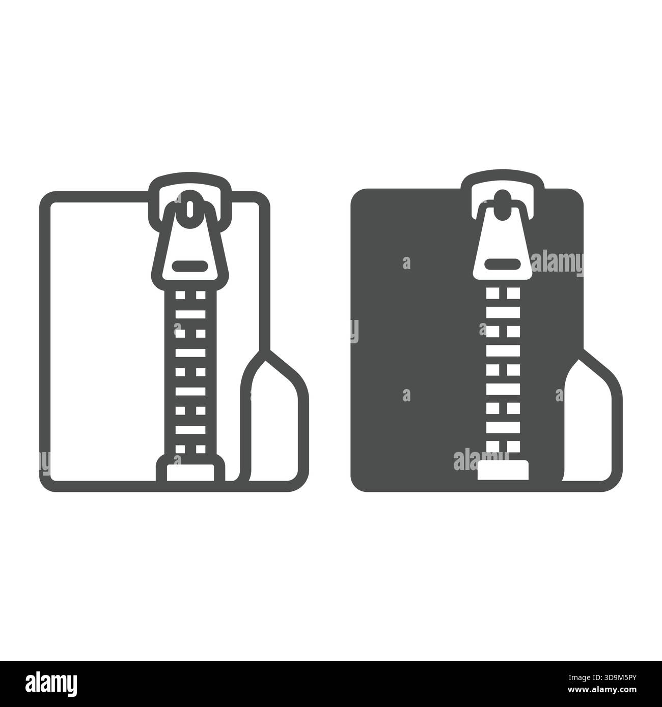 Riga della cartella dei file archiviati e icona continua, concetto di Windows Pack. Grafica vettoriale. Cartella con file compressi, cartella e simbolo zip su sfondo bianco Illustrazione Vettoriale