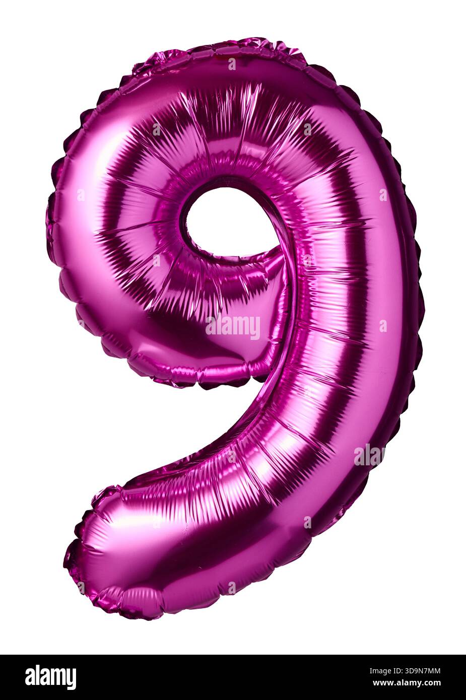 Palloncino rosa numero 9, mongolfiere isolate su sfondo bianco decorazioni natalizie per anniversario, compleanno, matrimonio Foto Stock