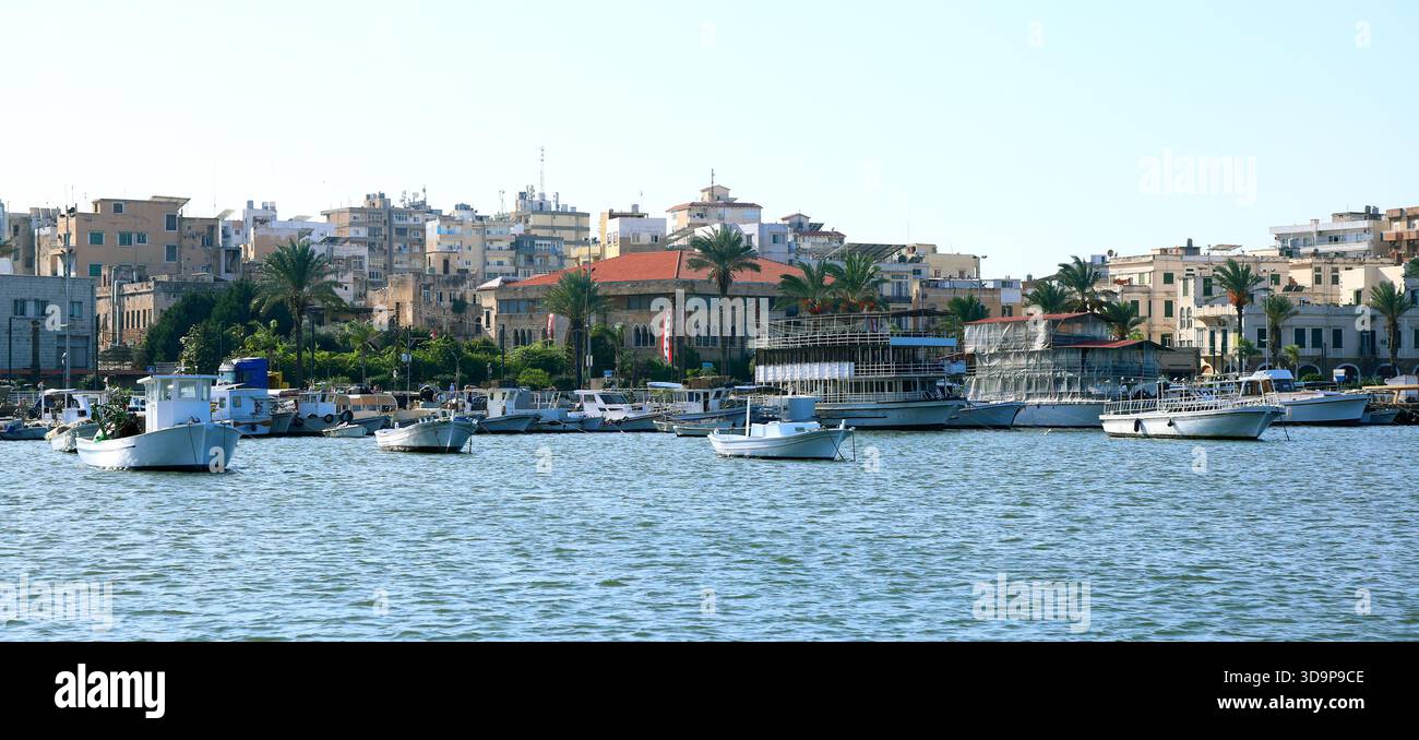Vista panoramica di El Mina Tripoli, Libano settentrionale Foto Stock