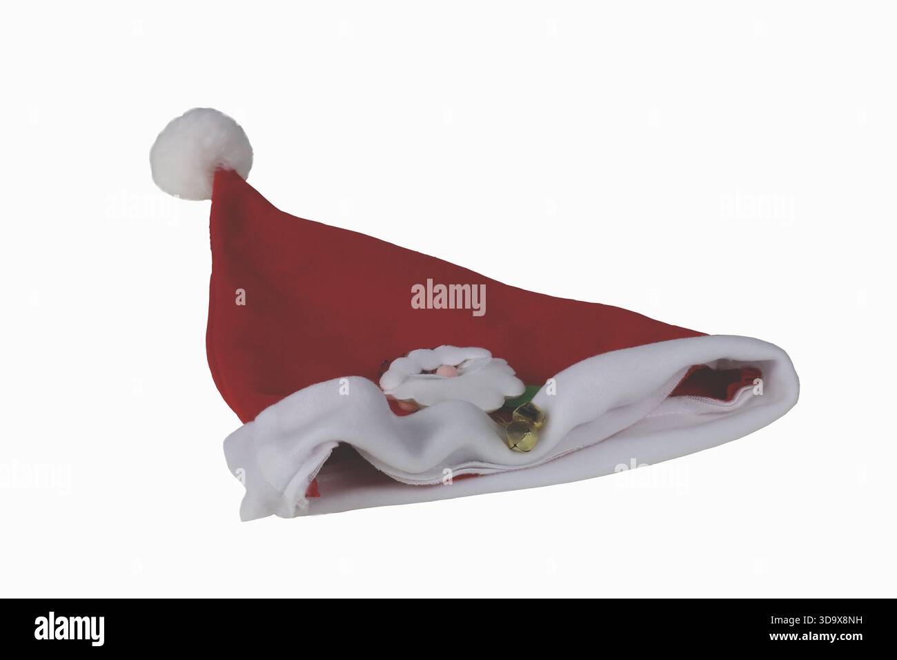 Cappello Rosso Il Babbo Natale Sull'abbigliamento Bianco Della Maschera Di Festa Di Natale Del Fondo Image82849780