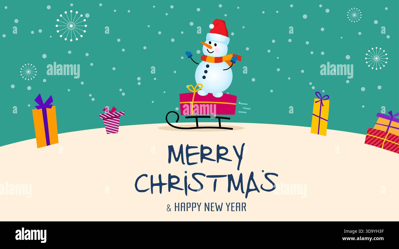Buon Natale e felice anno nuovo. Babbo Natale mette regali nell'albero di Natale di una borsa. Biglietto di auguri di Natale. Illustrazione vettoriale. Illustrazione Vettoriale