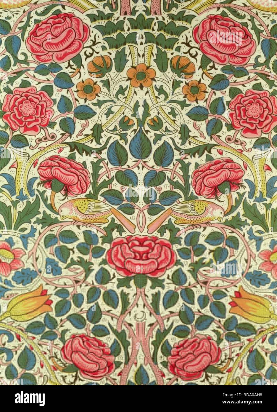 Rose, 1883 di William Morris. Motivo floreale Dense Arts & Crafts Illustrazione Vettoriale