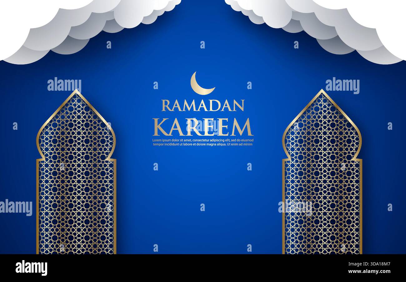 Ramadan Kareem background Design. Illustrazione vettoriale astratta per biglietti d'auguri, poster e striscioni. Illustrazione Vettoriale