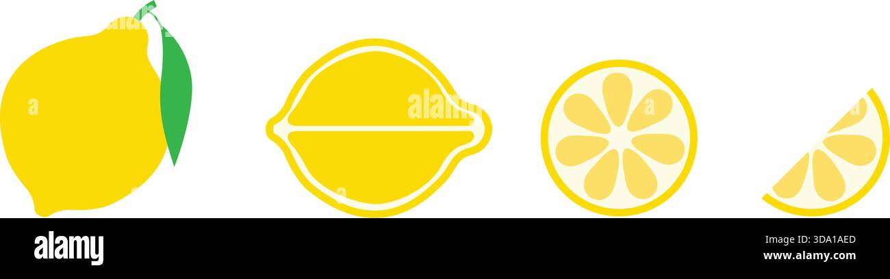 Illustrazione del vettore Lemon Citrus, raccolta di set di frutta isolati Illustrazione Vettoriale
