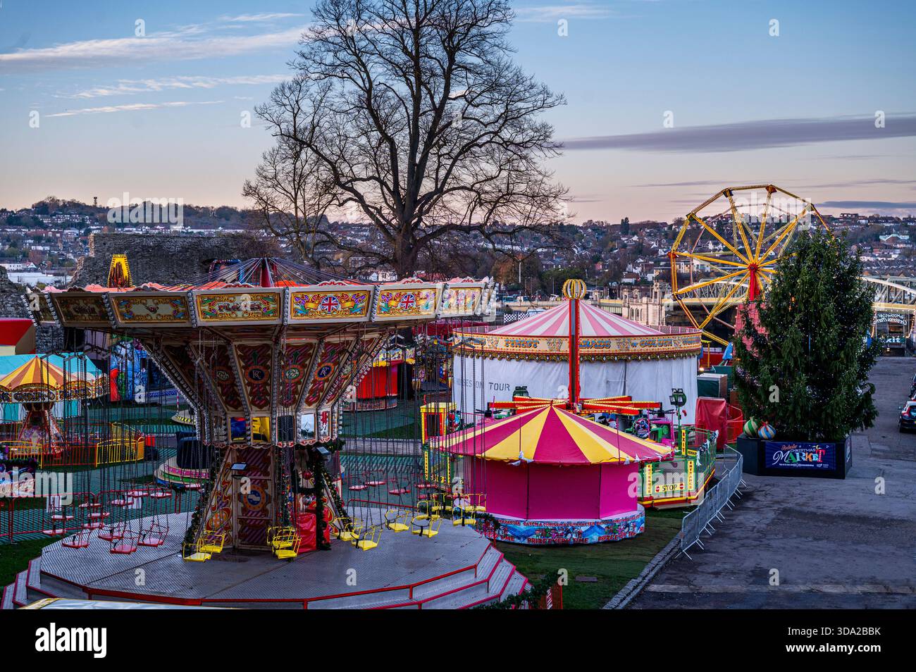 Area fieristica deserta, Rochester, Kent Foto Stock