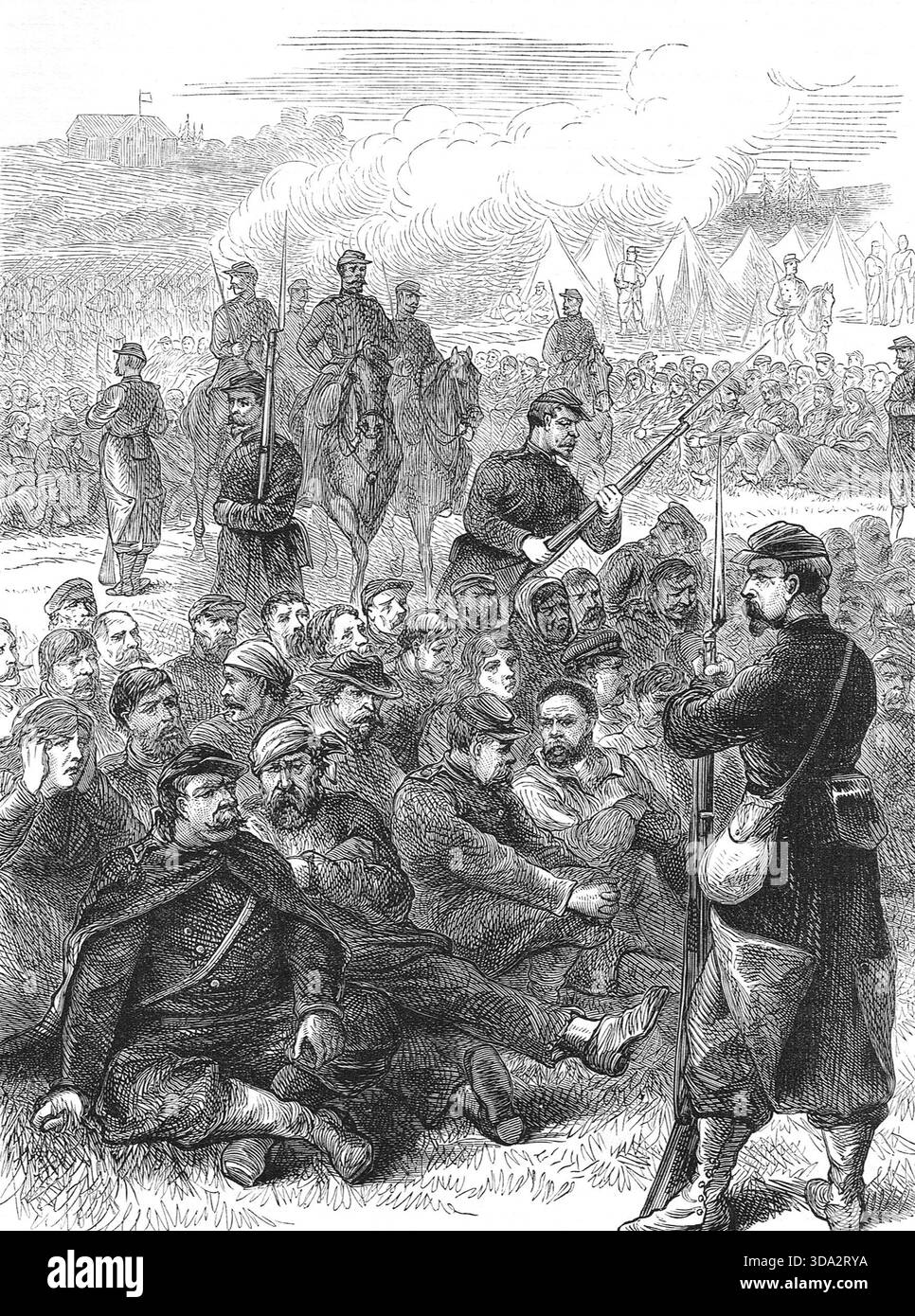 Prigionieri a Belleville, dopo la sconfitta del comune di Parigi, maggio 1871 Foto Stock