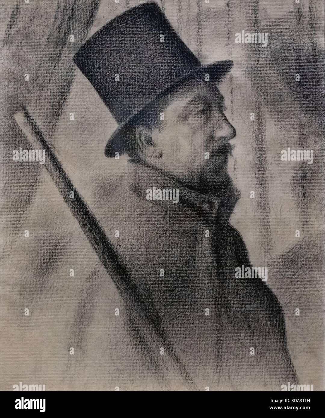 Georges Seurat 'Paul Signac' 1890. Georges Seurat disegna in stile puntinista un ritratto del suo amico e collega artista Paul Signac. Neo-impressionismo, XIX secolo. Foto Stock
