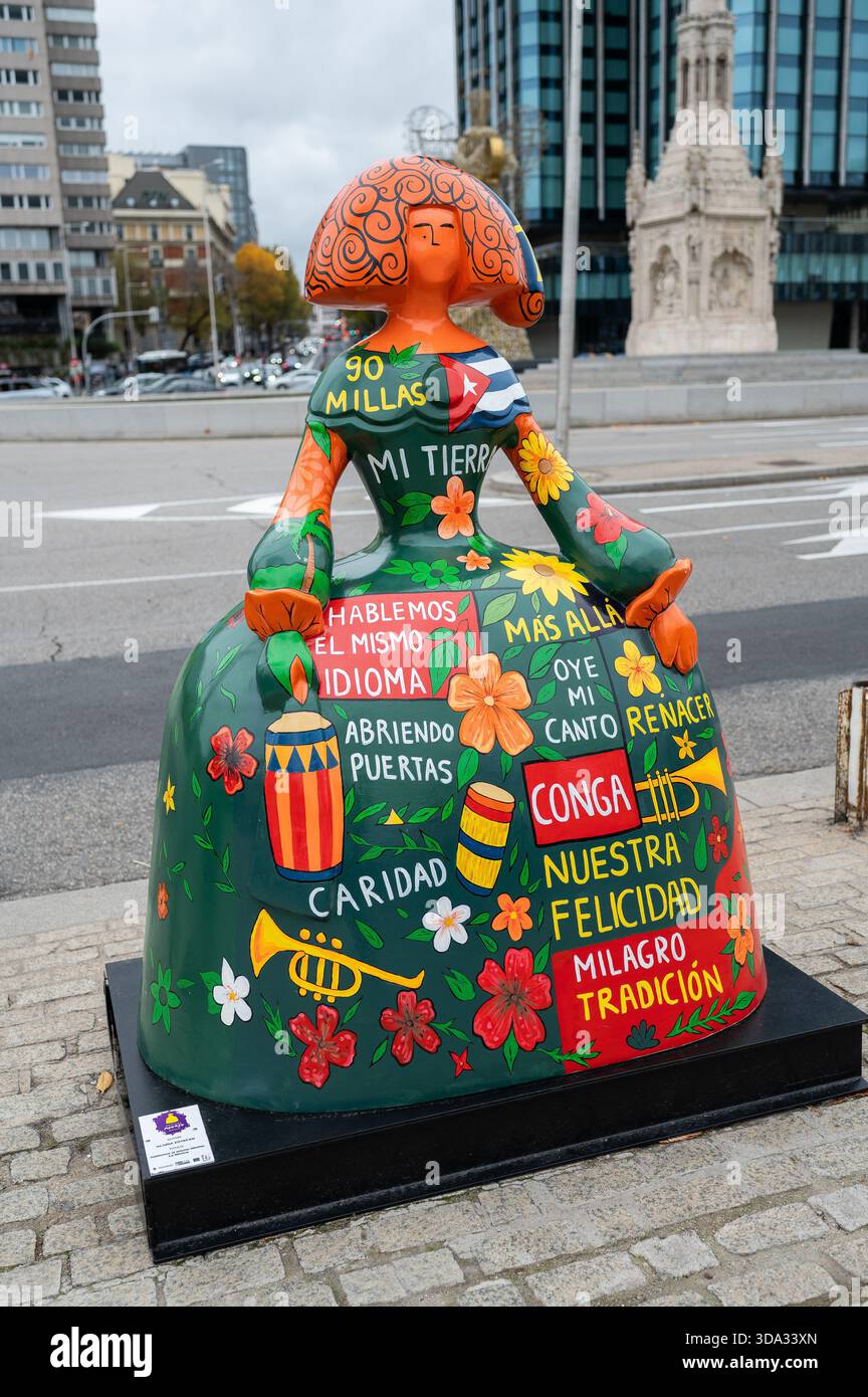 Madrid, Spagna. 7 dicembre 2025. Una scultura a forma di figure del pittore Velázquez Las Menina è visibile durante la mostra Meninas Madrid Gallery. Credito: SOPA Images Limited/Alamy Live News Foto Stock