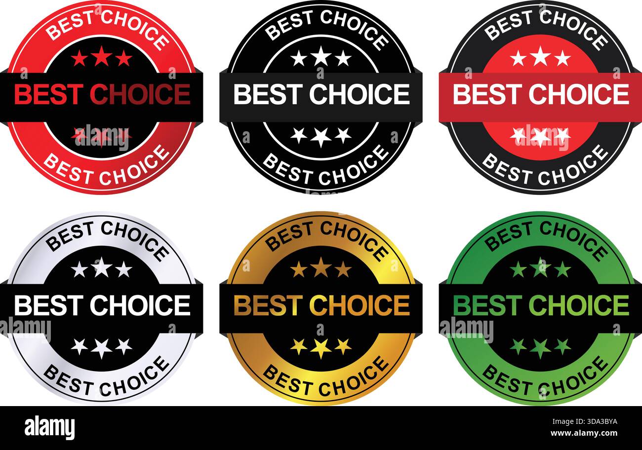 Distintivi Best Choice Award con set di stelle Illustrazione Vettoriale