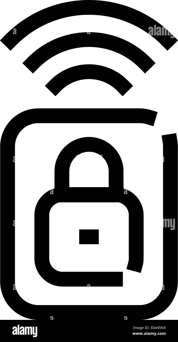 La chiave per auto con telecomando invia un segnale di blocco wireless Illustrazione Vettoriale