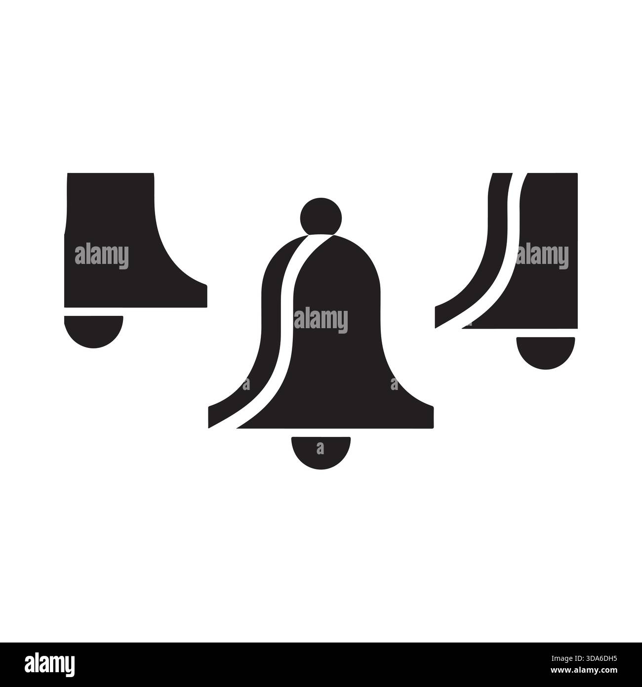 Semplice icona di una campana con simbolo a croce che indica la modalità silenziosa o silenziosa Illustrazione Vettoriale