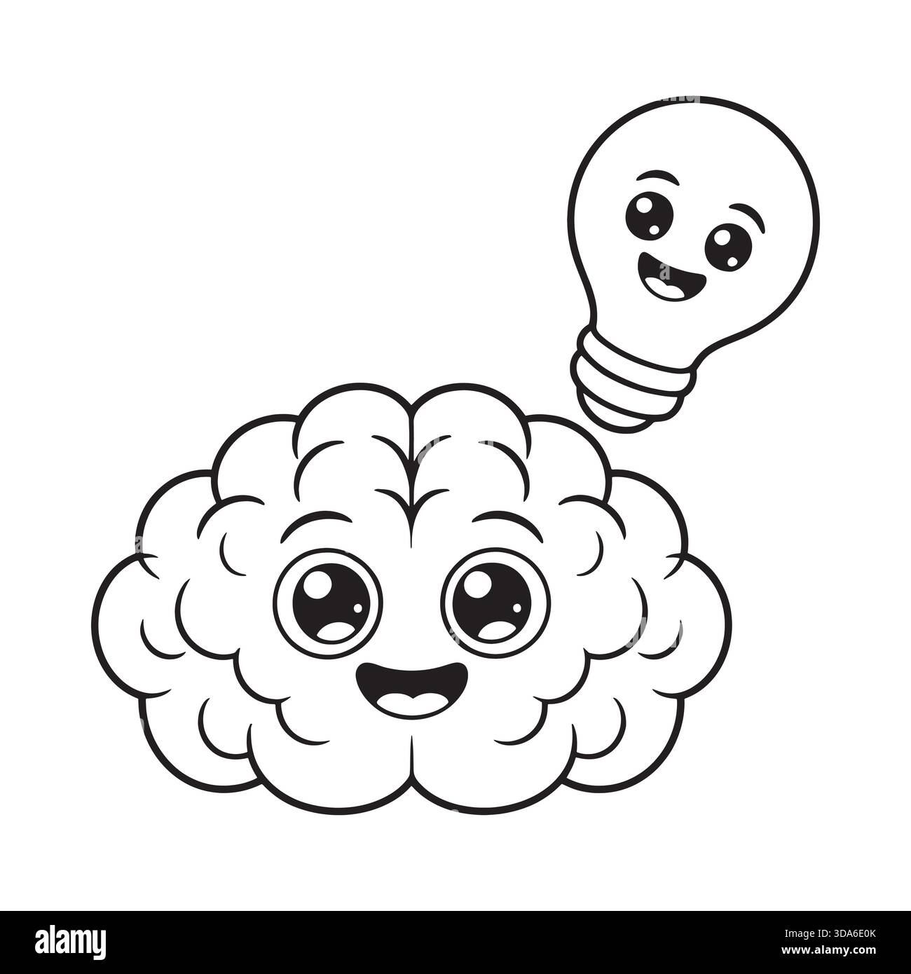 L'adorabile personaggio dei cartoni animati Brain illustra un'idea brillante che simboleggia l'innovazione e il pensiero creativo Illustrazione Vettoriale