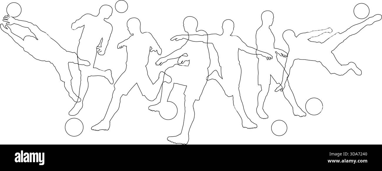 Silhouette per calciatori Illustrazione Vettoriale