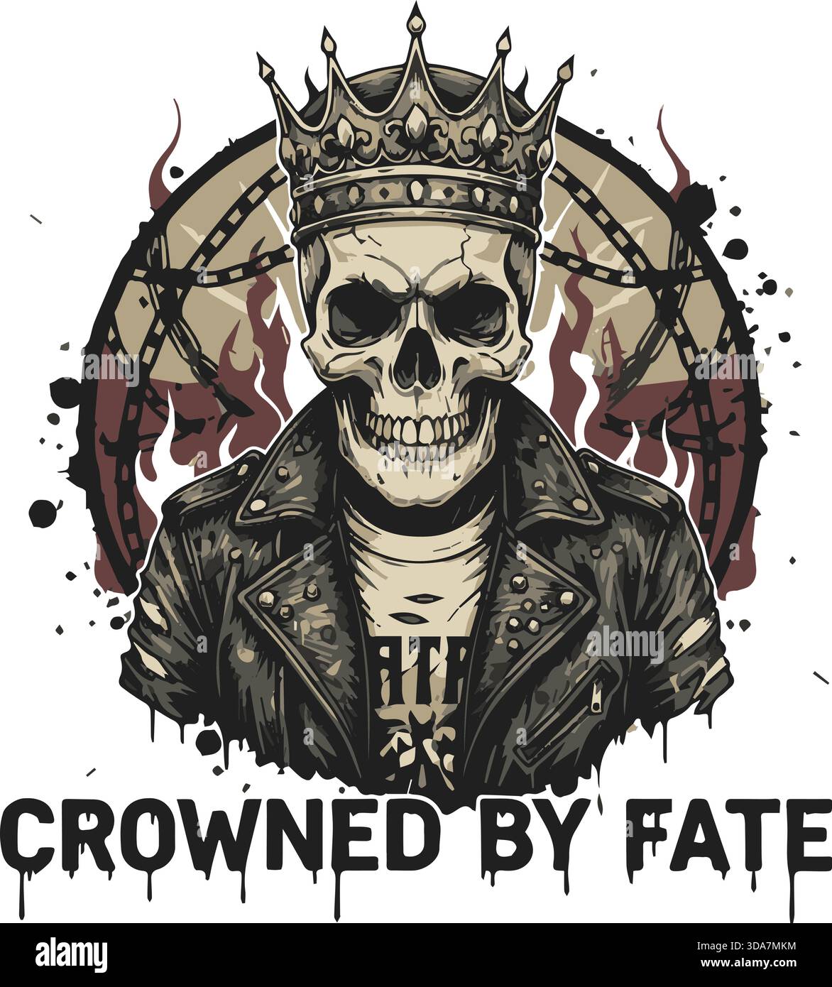 T Shirt Gothic Skull Crown Design Illustrazione Vettoriale