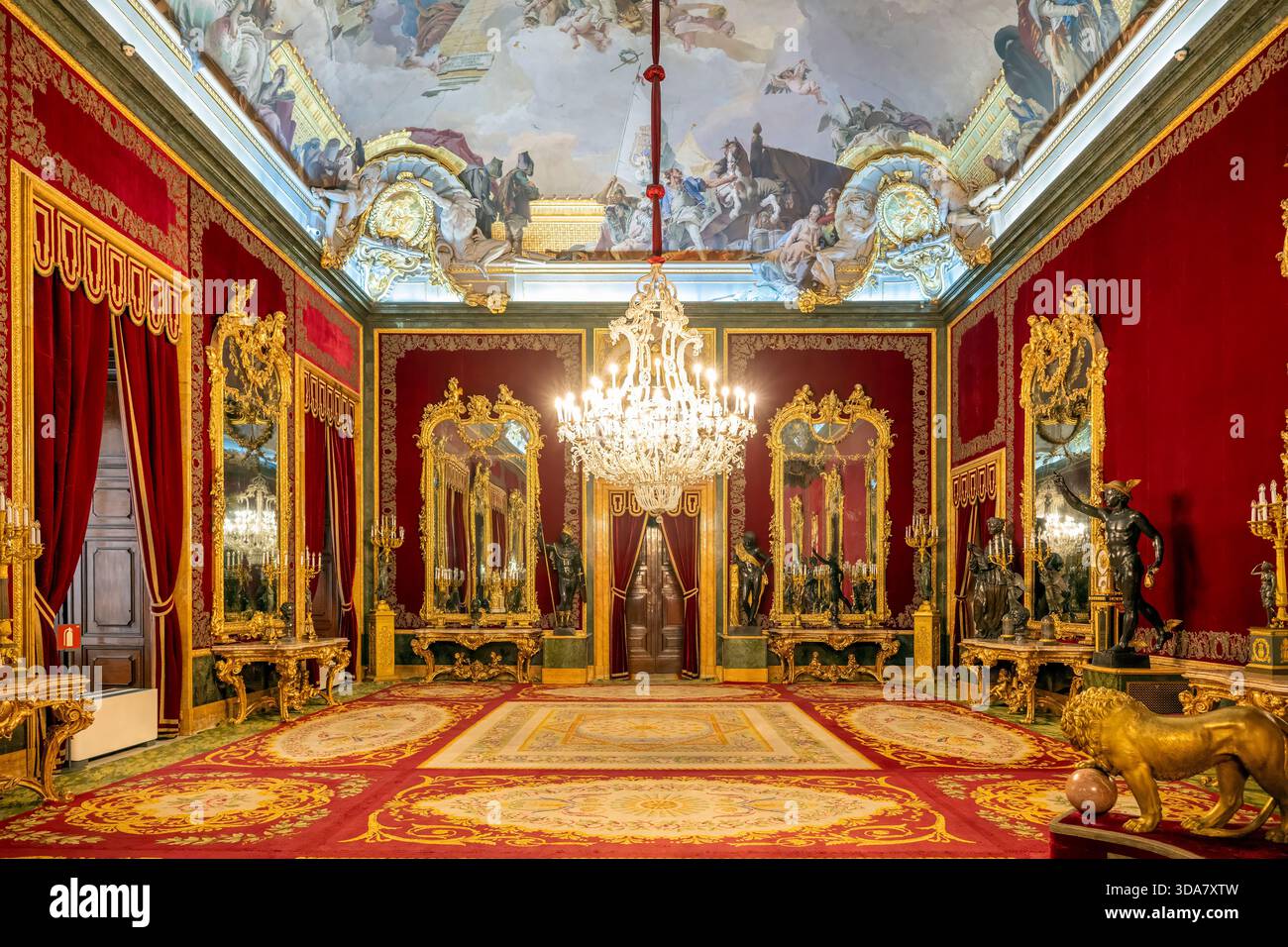Sala del trono, Palazzo reale, Madrid, Spagna Foto Stock