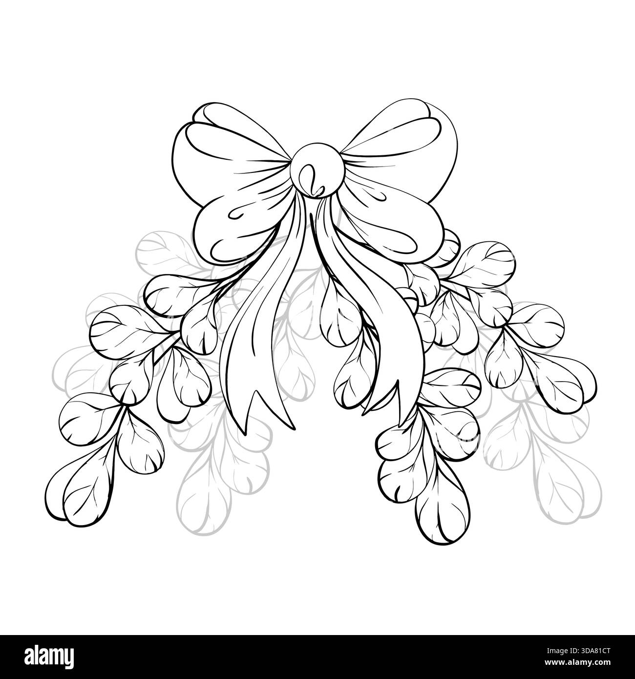 Fiocco decorativo con elementi floreali per creare un design elegante adatto a inviti o progetti di arredamento Illustrazione Vettoriale