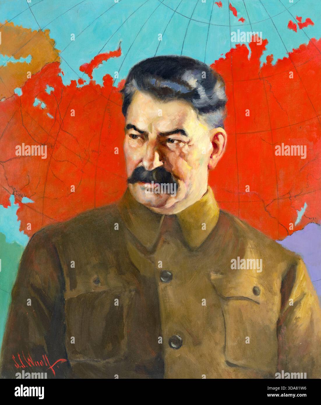 Joseph Stalin (1879-1953), politico russo/sovietico, dittatore e rivoluzionario, ritratto a olio su tela di Samuel Johnson Woolf, 1937 Foto Stock