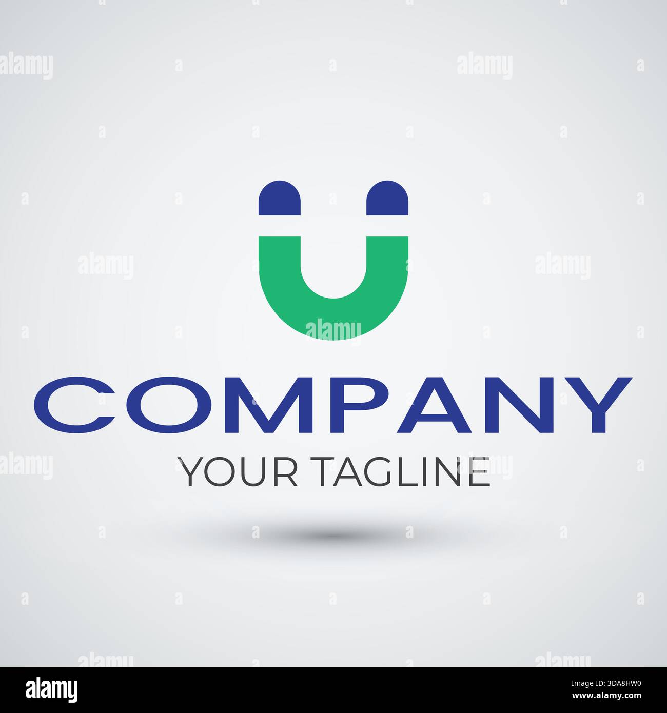 lettera u semplice e logo sorriso Illustrazione Vettoriale