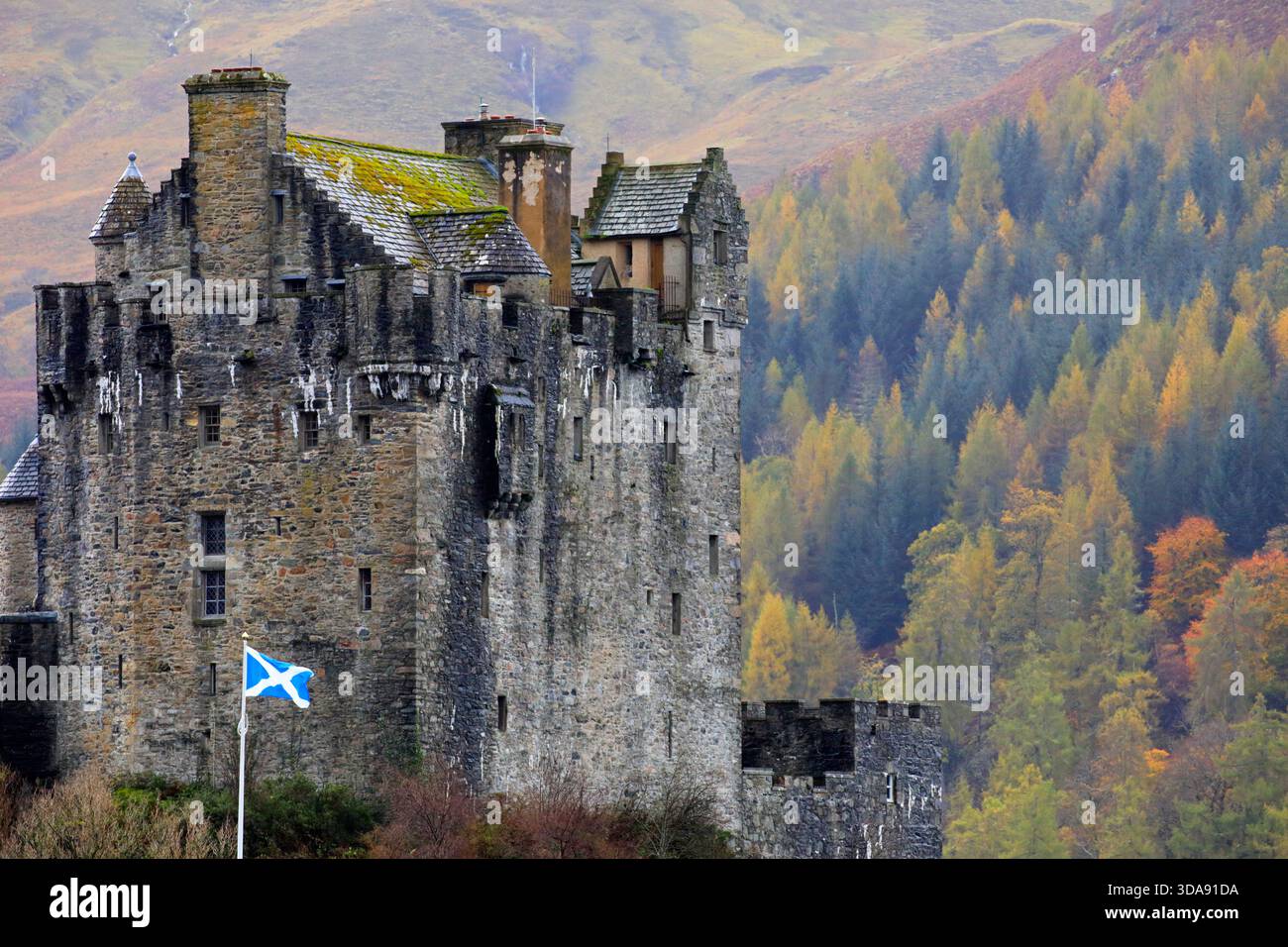 Eilean Donan Castle Detail, Dornie, Loch Duich, Highlands, Scozia, REGNO UNITO Foto Stock