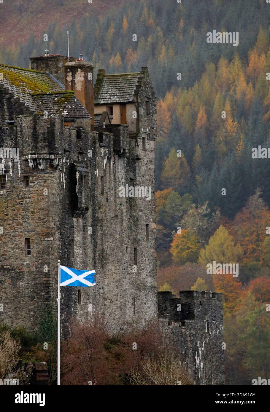 Eilean Donan Castle Detail, Dornie, Loch Duich, Highlands, Scozia, REGNO UNITO Foto Stock