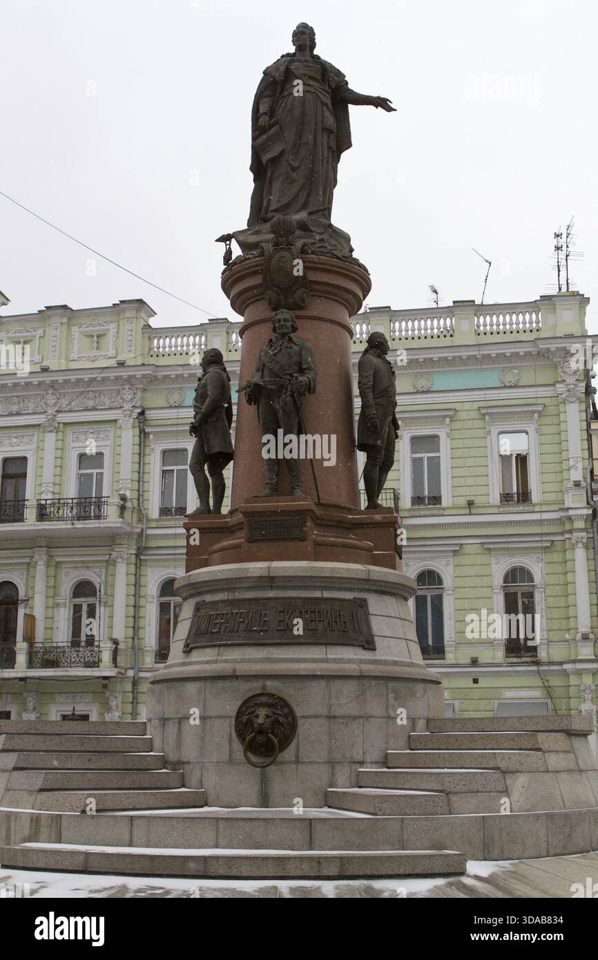 Odessa. ucraina. Un monumento all'imperatrice russa caterina II e potyomkin Foto Stock