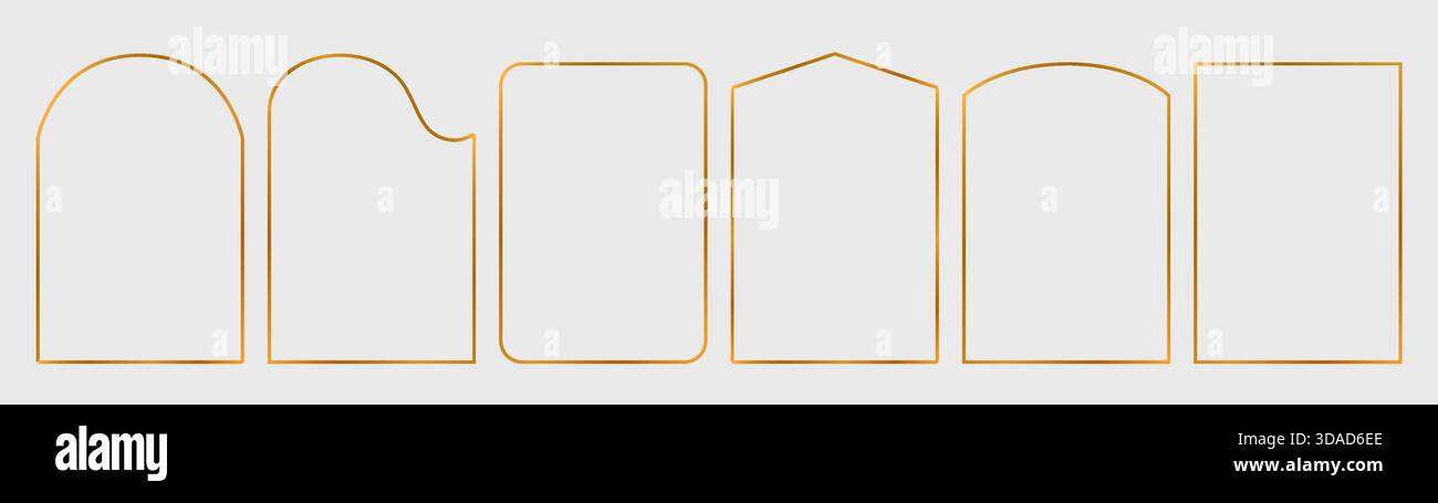 Eleganti cornici dorate di lusso. Linea semplice vettoriale con bordo dorato quadrato. Modello di design premium per biglietti d'auguri, cosmetici, matrimoni, inviti di gala. Illustrazione Vettoriale