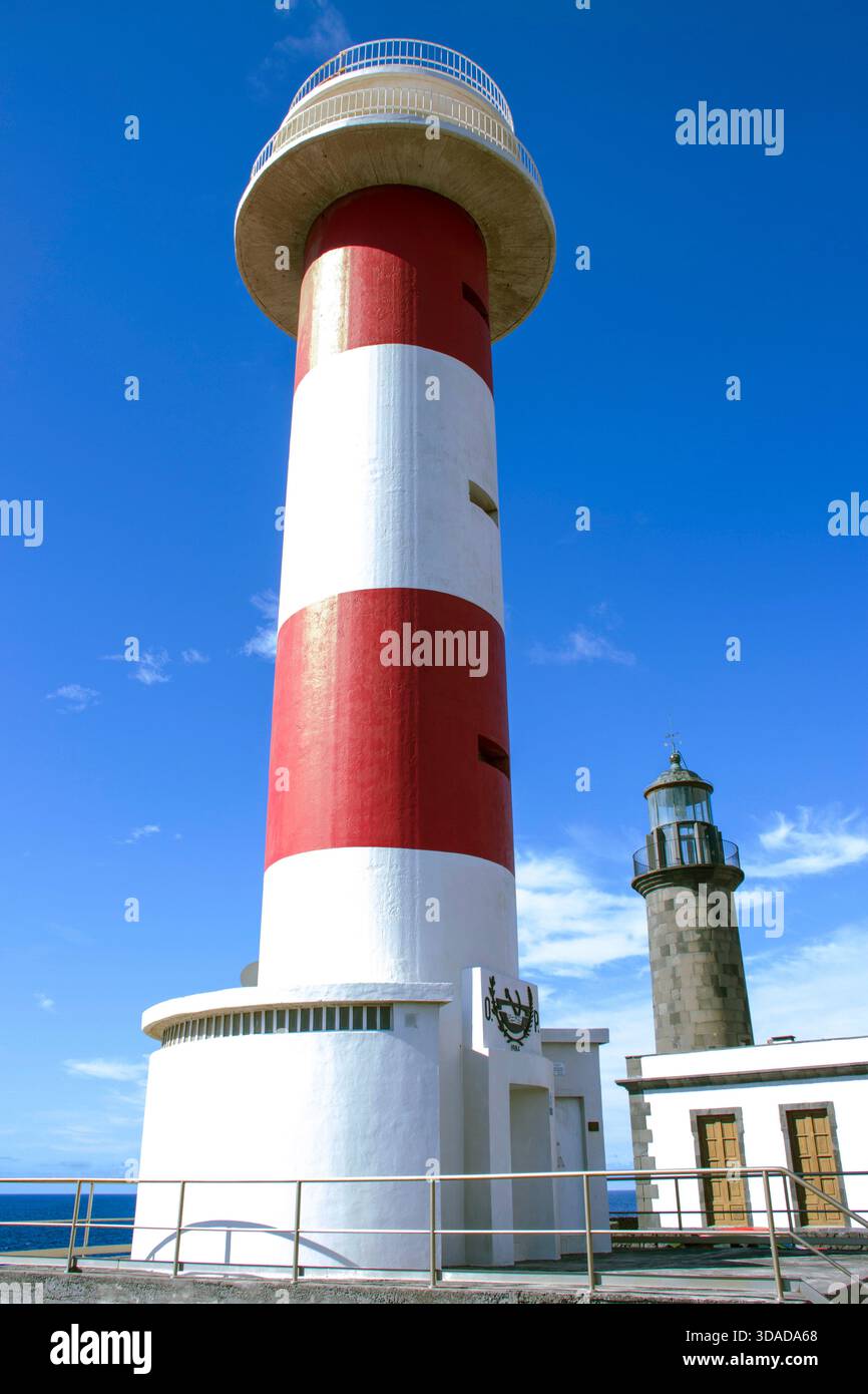 Vecchio e nuovo faro di Fuencaliente, Isole Canarie, la Palma Foto Stock