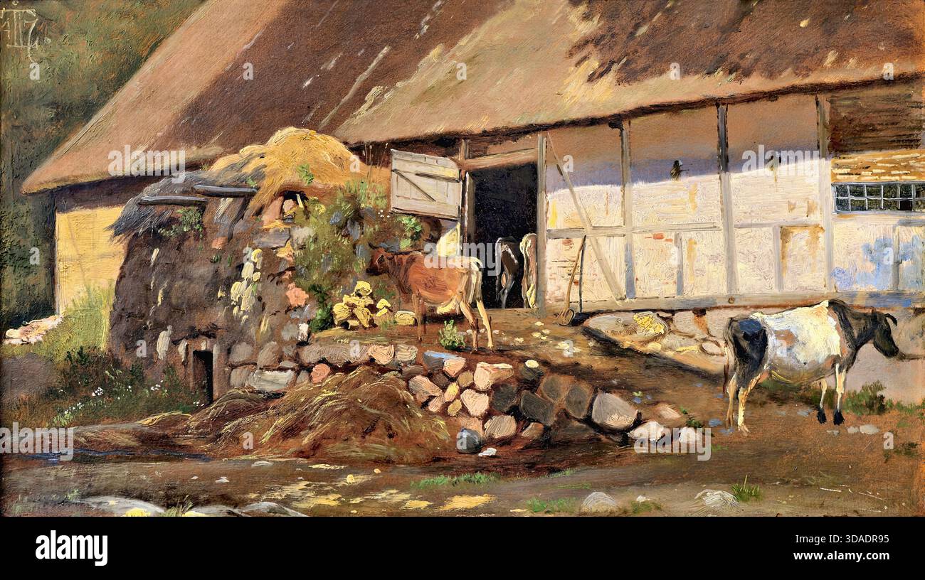 Johan Thomas Lundbye, fuori dal Cow Shed Foto Stock