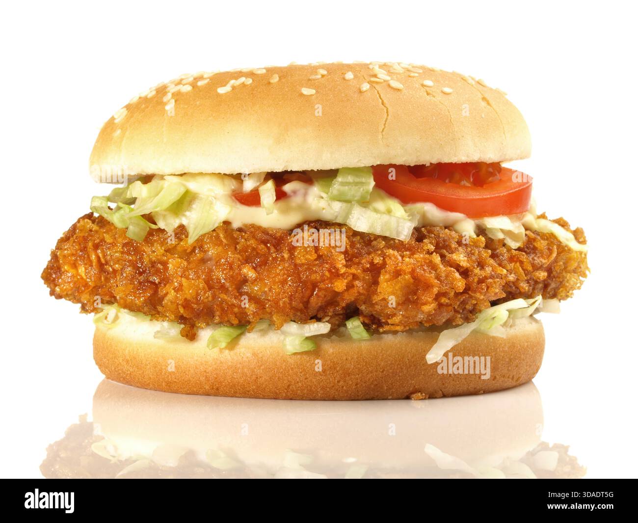 Hamburger di pollo con pomodoro Foto Stock