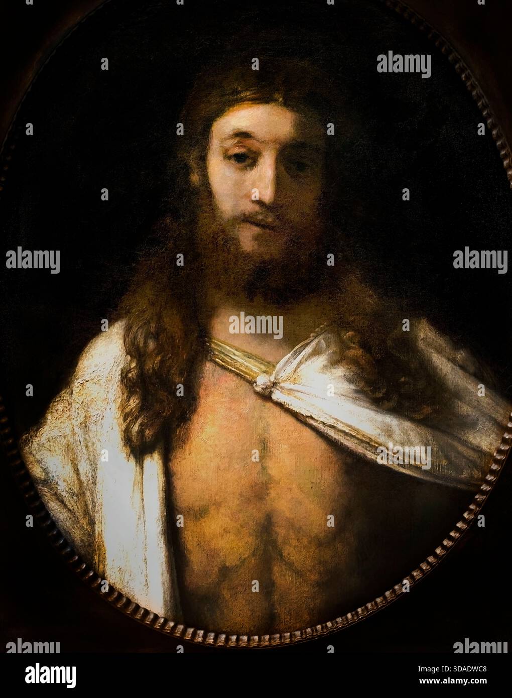 Cristo risorto 1661 Rembrandt Harmenszoon van Rijn 1606-1669 Paesi Bassi olandesi ( il Cristo risorto o Cristo risorto, risale al 1661, caratterizzato da profonda profondità spirituale, uso magistrale della luce e dell'ombra (chiaroscuro), e si concentra sulla radiosa emersione di Cristo dalla tomba con gravità divina, mostrando la sua padronanza di emozione e fede tarda carriera. ) Rembrandt Harmenz van Rijn 1606 - 1669 olandese, Paesi Bassi, Olanda Foto Stock