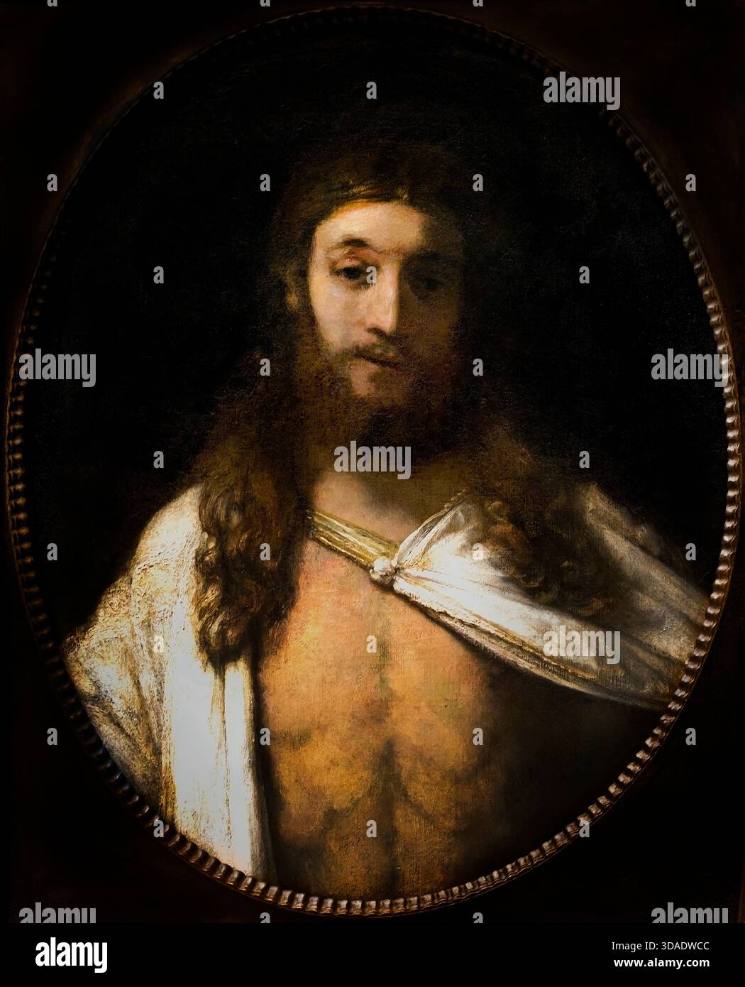 Cristo risorto 1661 Rembrandt Harmenszoon van Rijn 1606-1669 Paesi Bassi olandesi ( il Cristo risorto o Cristo risorto, risale al 1661, caratterizzato da profonda profondità spirituale, uso magistrale della luce e dell'ombra (chiaroscuro), e si concentra sulla radiosa emersione di Cristo dalla tomba con gravità divina, mostrando la sua padronanza di emozione e fede tarda carriera. ) Rembrandt Harmenz van Rijn 1606 - 1669 olandese, Paesi Bassi, Olanda Foto Stock