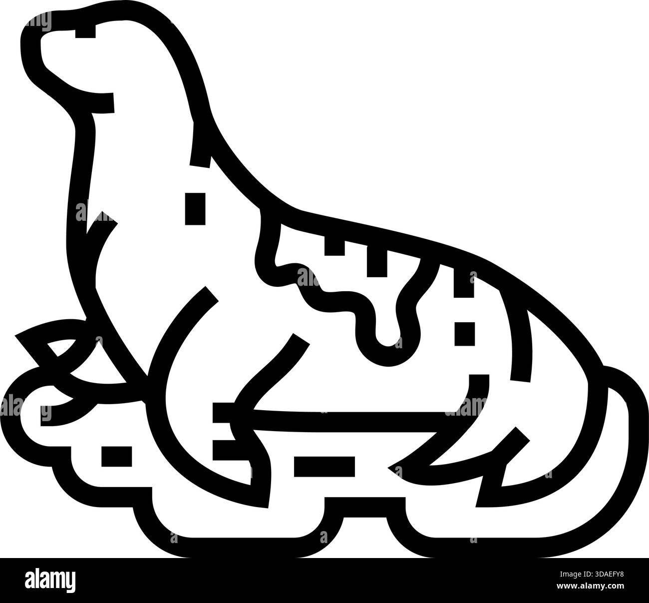 illustrazione vettoriale dell'icona della linea animale marino ricoperta di olio Illustrazione Vettoriale