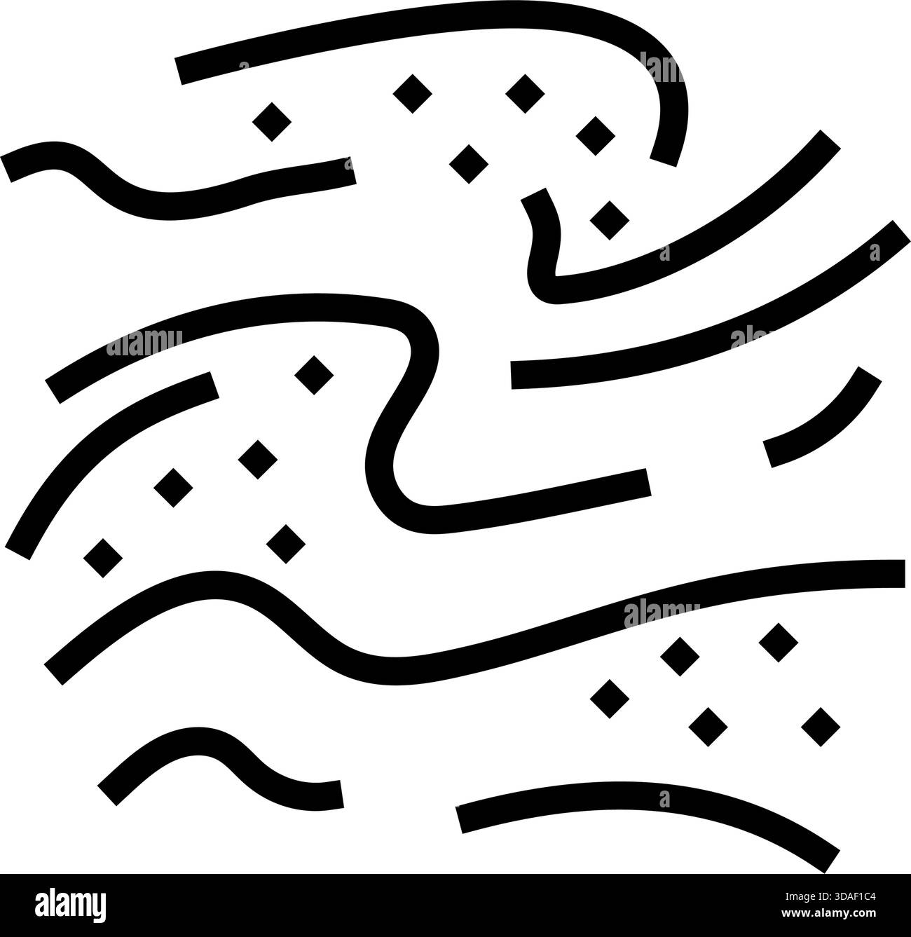 illustrazione vettoriale dell'icona della linea dell'aria fluttuante dei grani di polline Illustrazione Vettoriale