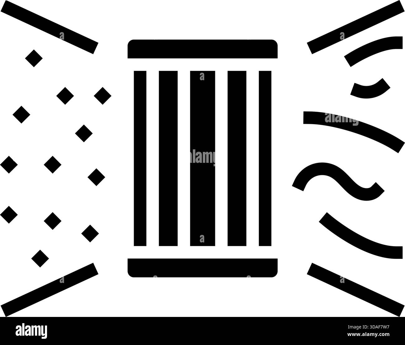 illustrazione del vettore dell'icona del glifo del purificatore d'aria con filtro antipolline Illustrazione Vettoriale