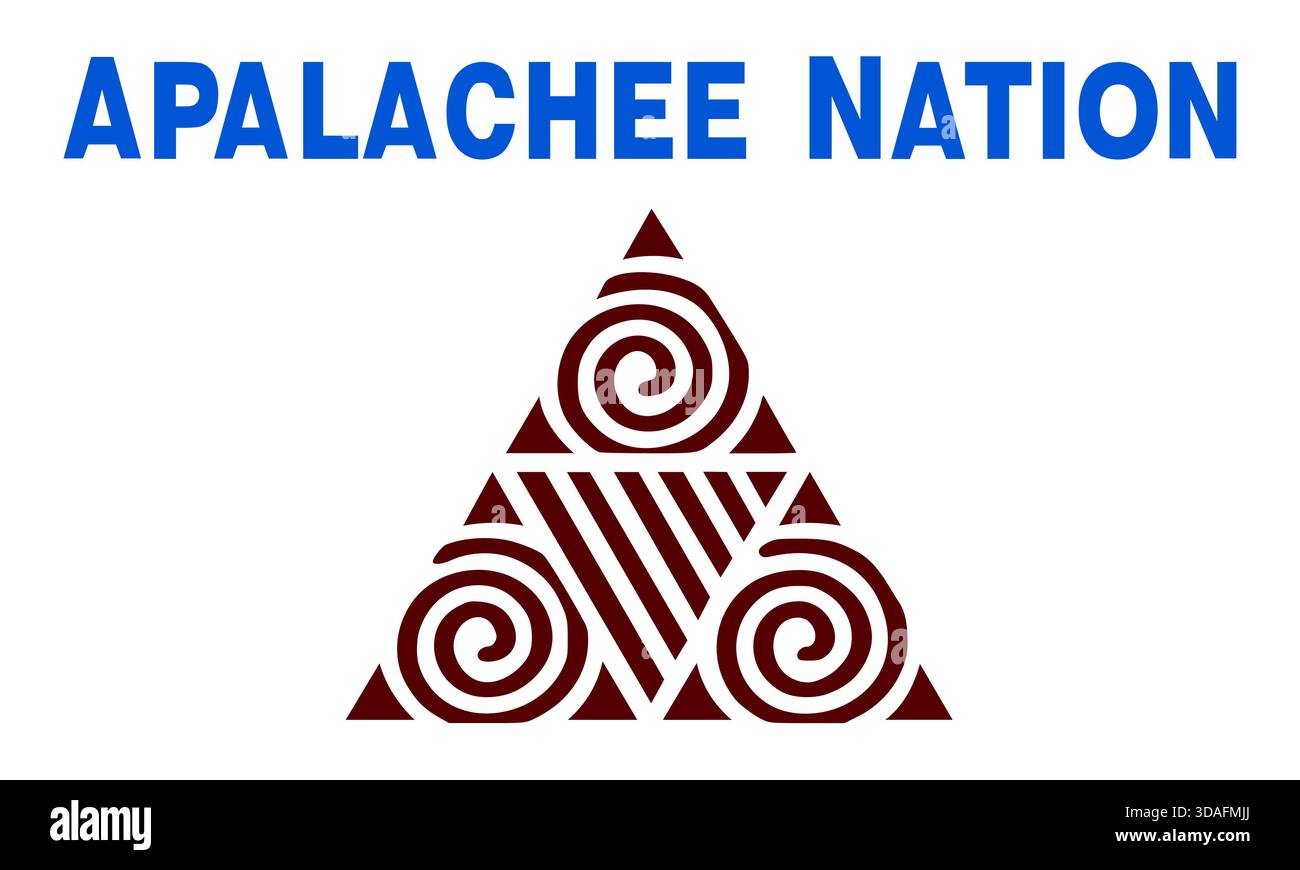 Bandiera della Nazione Apalachee che simboleggia la sovranità dei nativi, l'orgoglio culturale e il patrimonio degli indigeni della regione di Panhandle in Florida. Illustrazione Vettoriale
