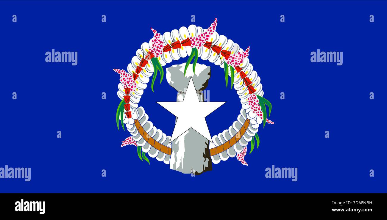 Bandiera delle Isole Marianne Settentrionali – bandiera territoriale ufficiale della Micronesia in Oceania Illustrazione Vettoriale