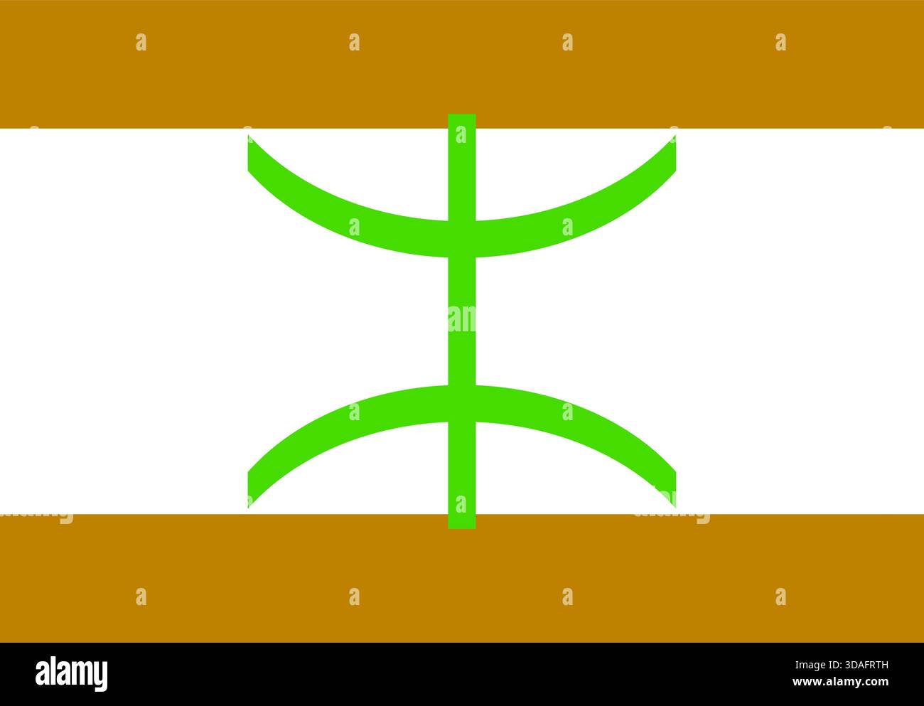 Bandiera del popolo Mozabita - bandiera etnica berbera Mzab, strisce orizzontali verdi bianche marroni, simbolo culturale della comunità berbera di Ibadi in Algeria Illustrazione Vettoriale