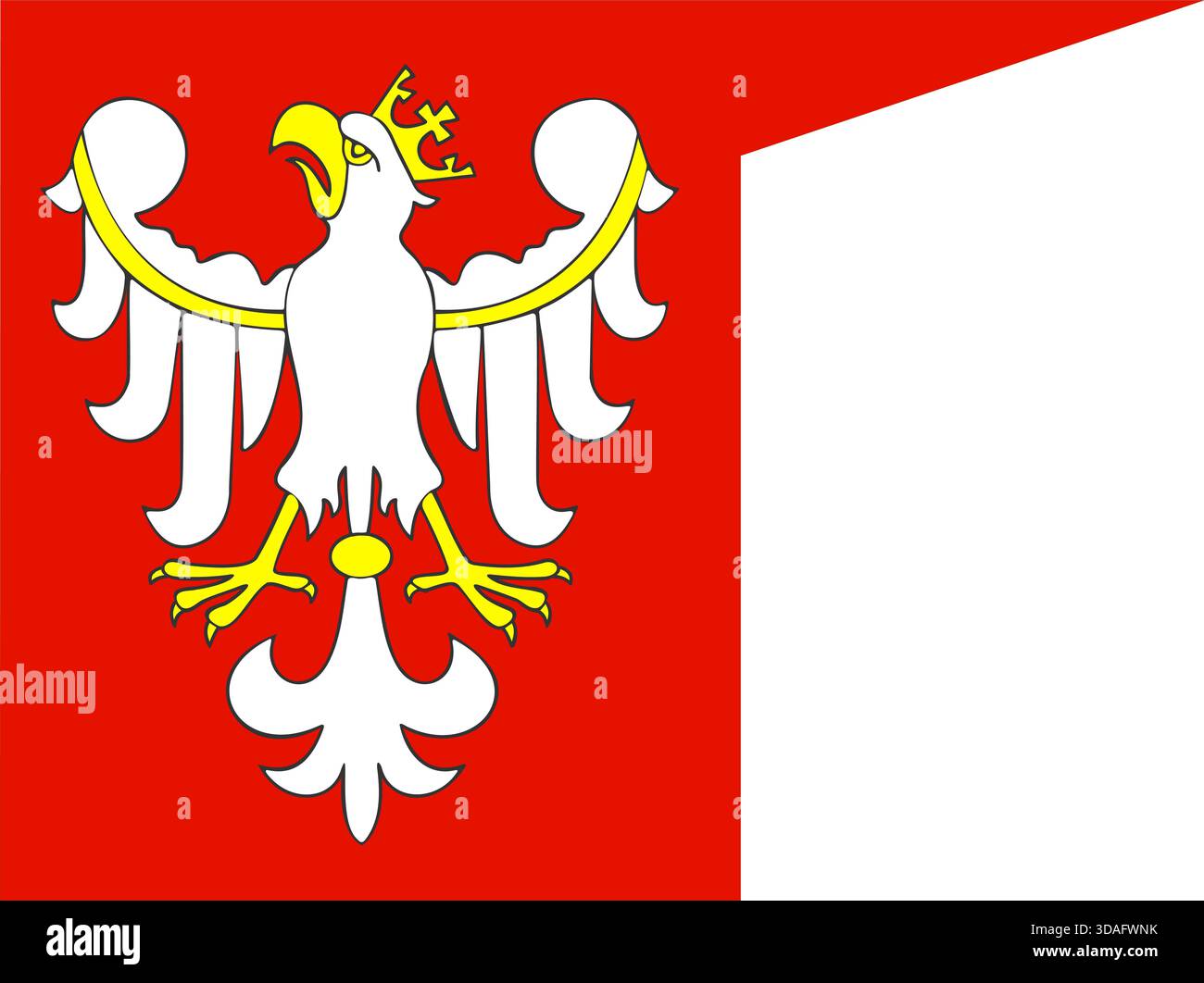 Bandiera del Regno di Polonia - storica bandiera reale polacca, Aquila bianca sul rosso, Europa medievale e antica moderna, dominio pubblico Illustrazione Vettoriale