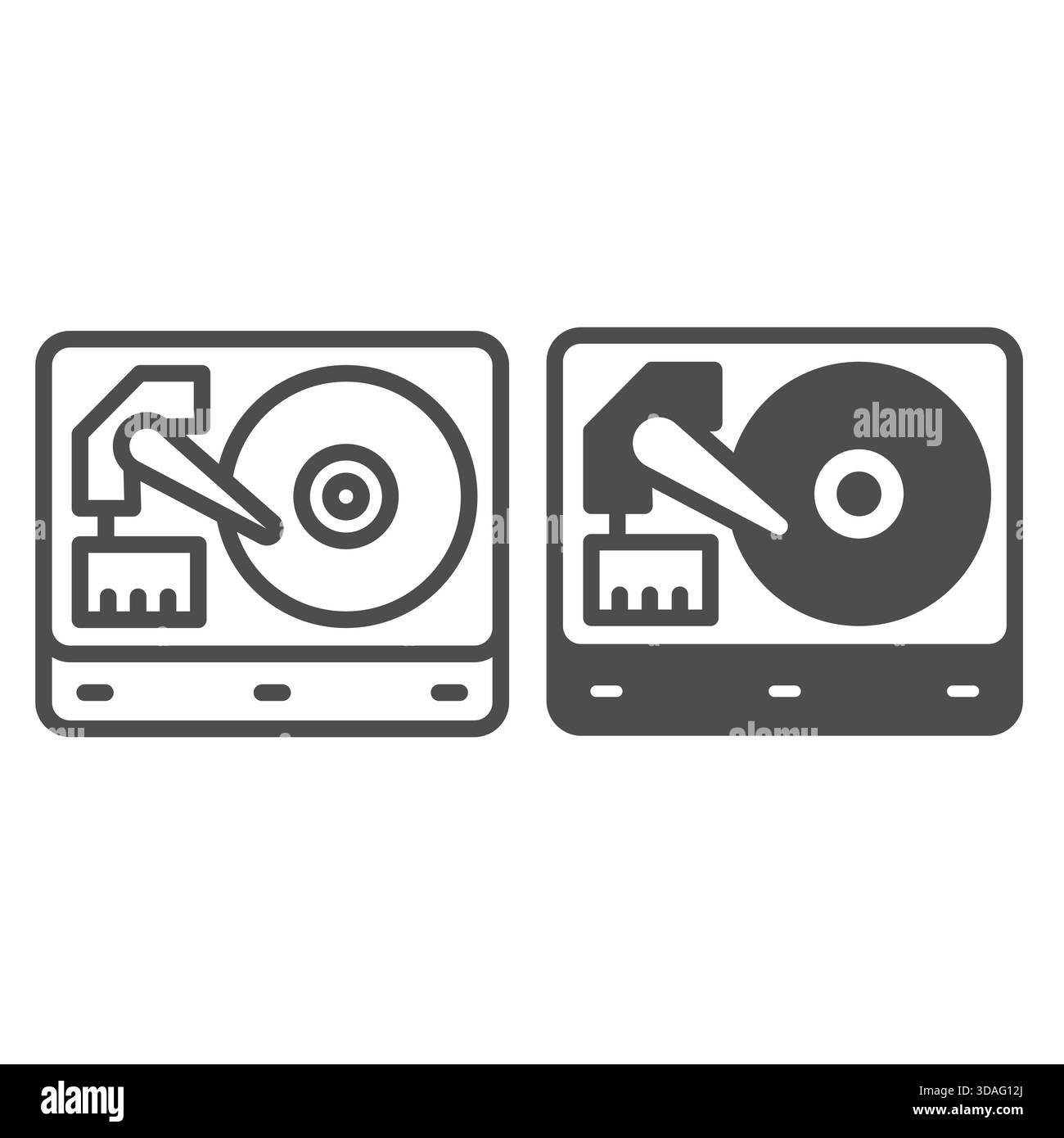 Linea dell'unità disco rigido e icona continua, concetto di lunedì cibernetico. Grafica vettoriale. Dispositivo multimediale per l'archiviazione dei file, firma dei file tecnologici su sfondo bianco, Illustrazione Vettoriale