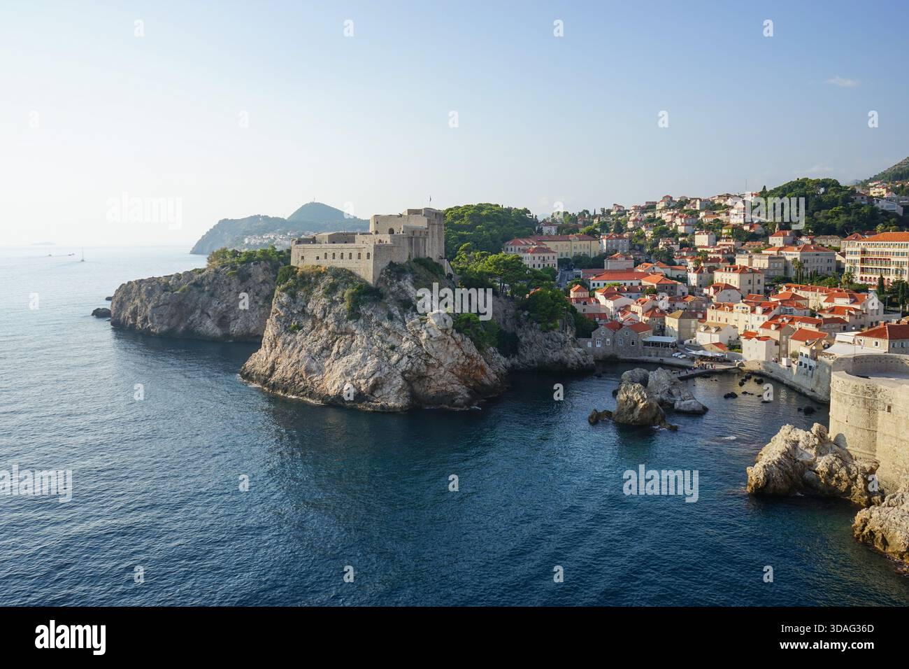 Vista panoramica della fortezza di Lovrjenac a Dubrovnik, Croazia Foto Stock