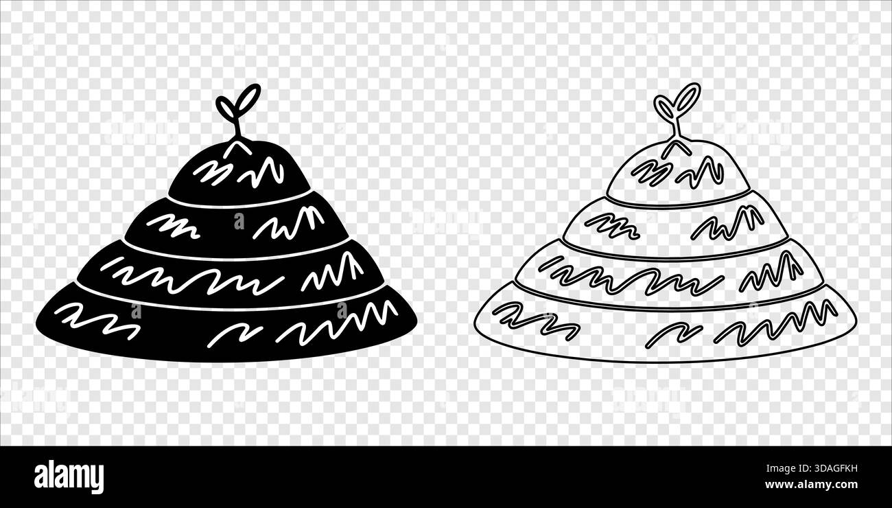 Dessert a strati con silhouette e contorno ondulati Illustrazione Vettoriale