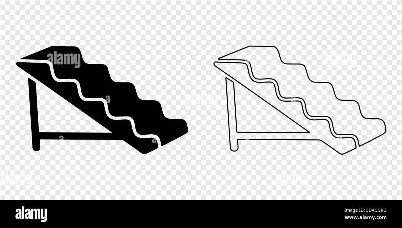 Icona scala mobile con profilo e gradini ondulati Illustrazione Vettoriale