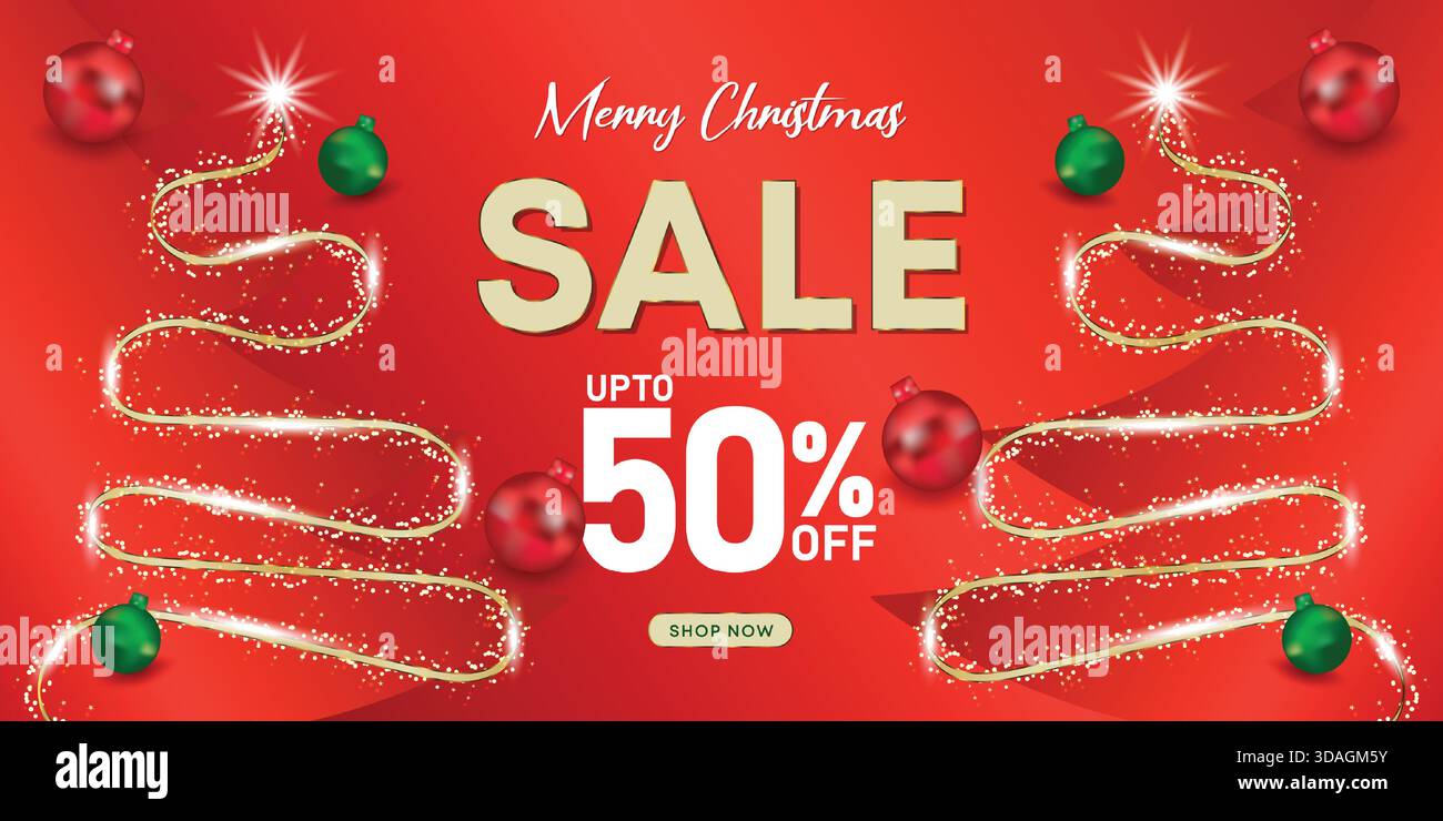 Vivace sfondo rosso natalizio con luci della ghirlanda e scintillanti scintille Illustrazione Vettoriale