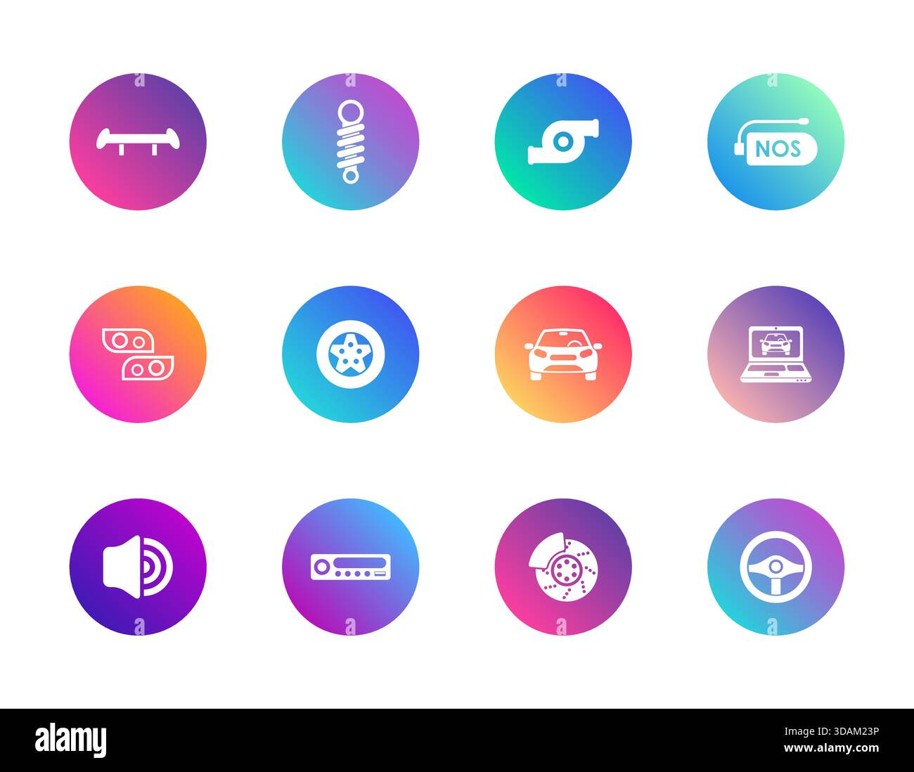 Ricambi auto, messa a punto, diagnostica. Illustrazione Vettoriale